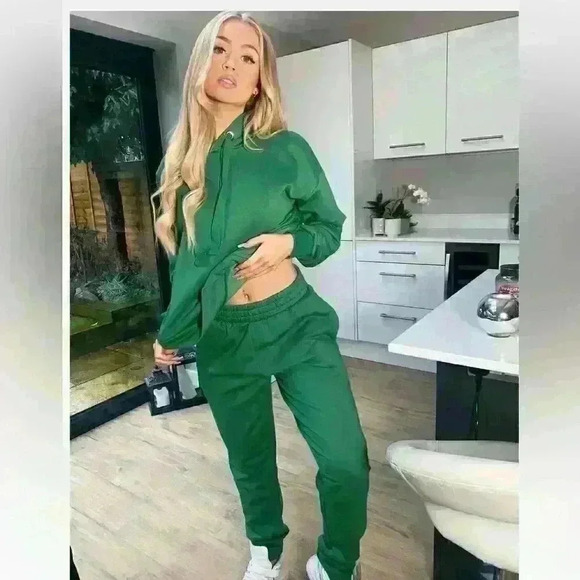 Chelsea Peers Lounge cuffed sweatpants in khaki and hoodie - Picture 3 of 14